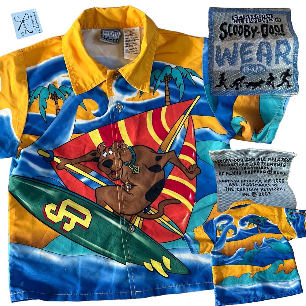 Cartoon Network Scooby-Doo Wear RU? 2002 windsurfing Button-Up Shirt Kids Sz 5